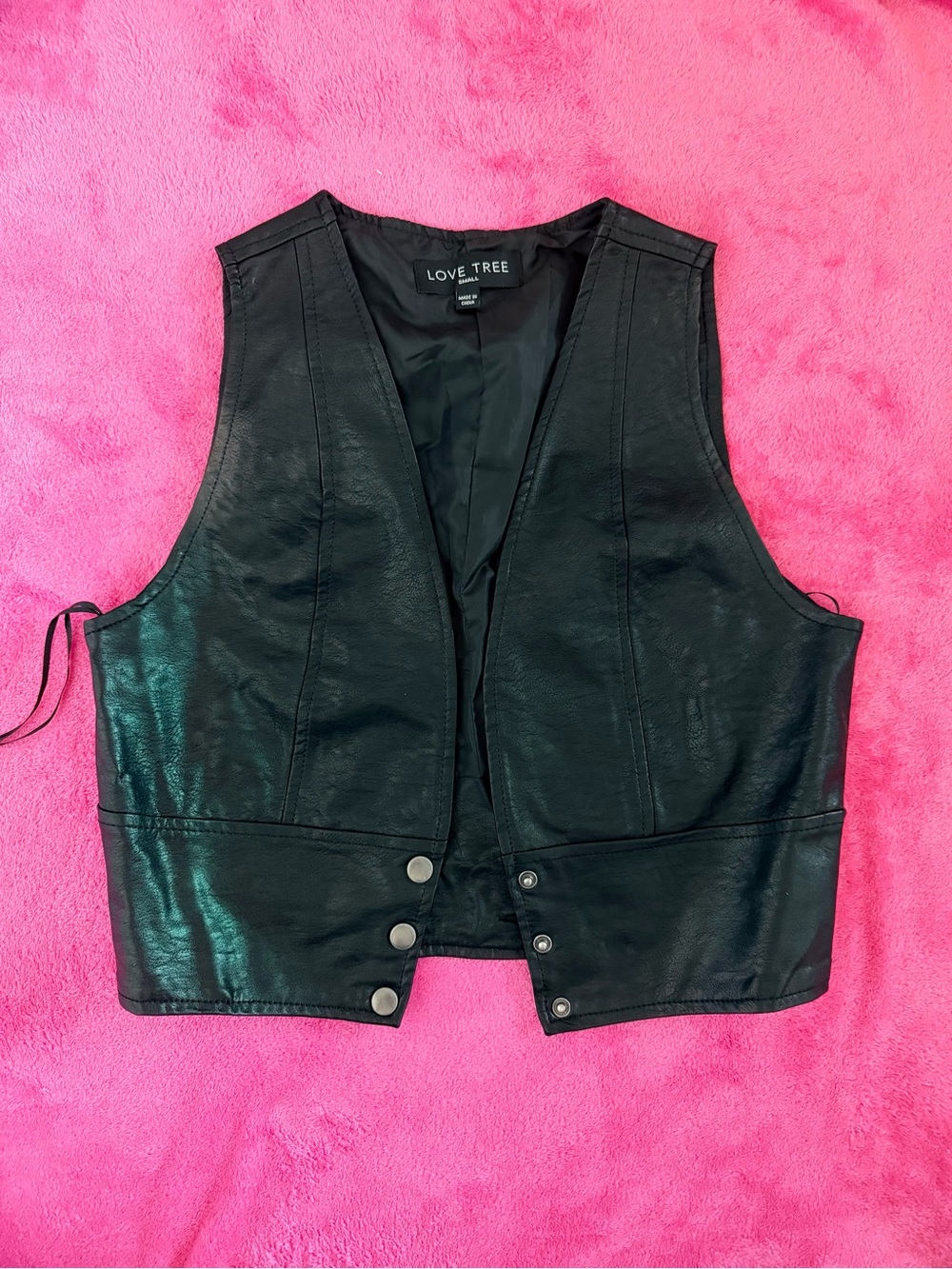 Black Faux Leather Vest